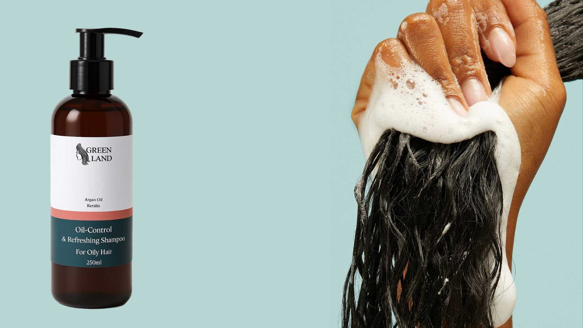 شامپو فاقد مواد شیمیایی گرین لند مخصوص موی چرب